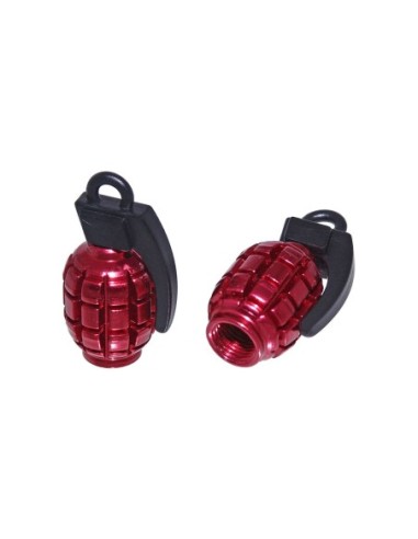 Grenade Valve Caps Red Schrader Valve.